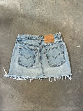 Levi's Light Blue Denim Mini Skirt with Frayed Hem